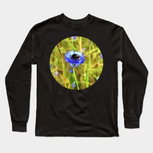 Bumblebee on Blue Cornflower Long Sleeve T-Shirt